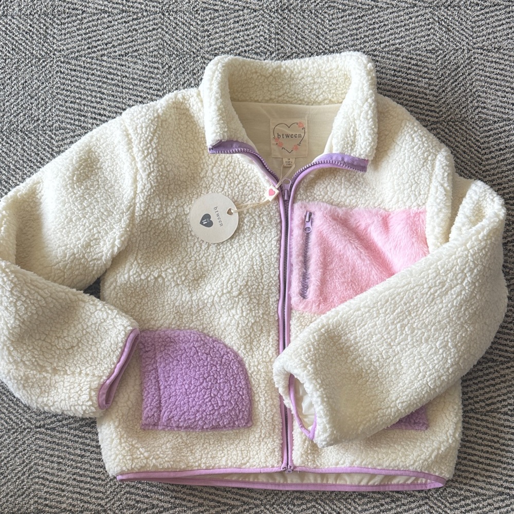 btween Cream Jacket with Pink and Purple Accents